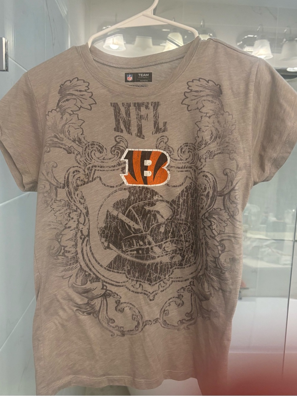 NFL Kids Gray Tee with Orange & Black Bengals Crest